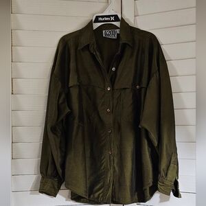 4200 KALA Women's Olive Green Long Sleeve Button-Up Shirt - Size M